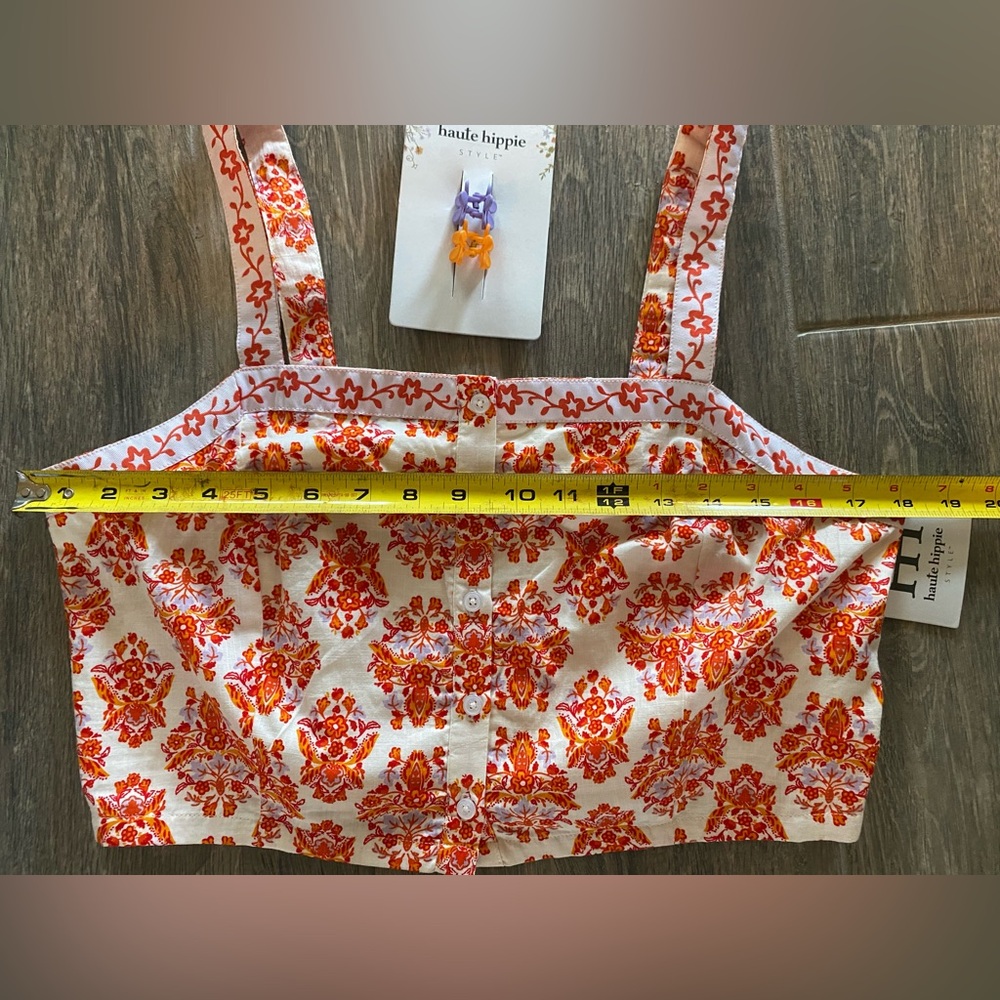 🌻NEW w/tags HAUTE HIPPIE Boxy Boho Colorful Tank w/ Smocking Back Size Large - Picture 3 of 5